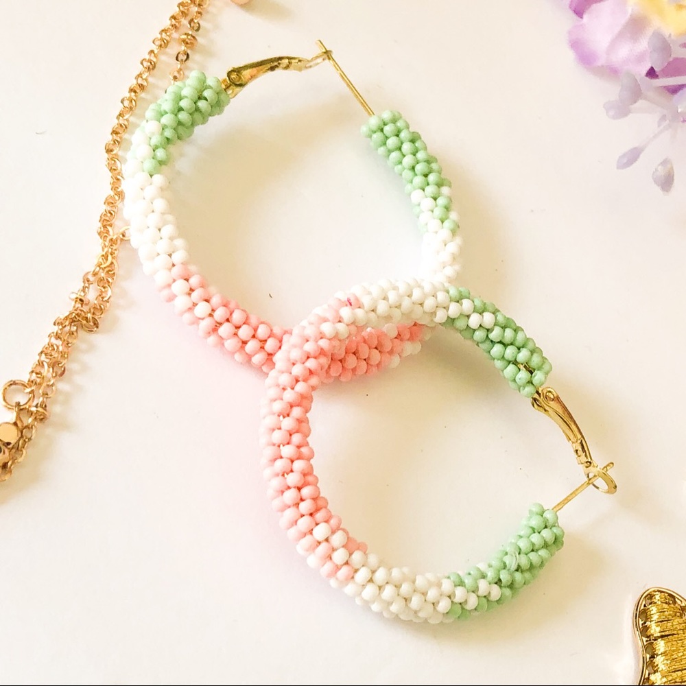 tri-color beaded hoop